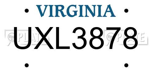 UXL3878 Virginia License Plate
