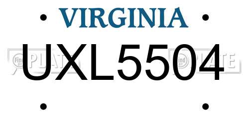 UXL5504 Virginia License Plate