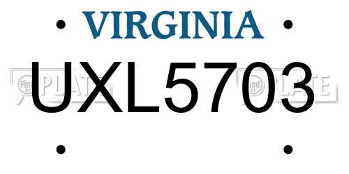 UXL5703 Virginia License Plate
