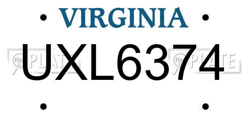 UXL6374 Virginia License Plate