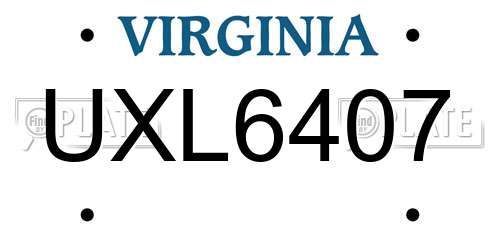 UXL6407 Virginia License Plate