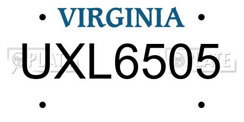 UXL6505 Virginia License Plate