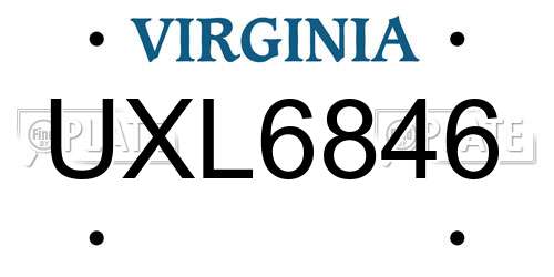 UXL6846 Virginia License Plate