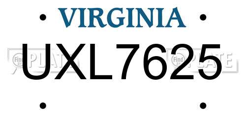UXL7625 Virginia License Plate