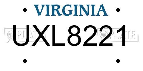 UXL8221 Virginia License Plate