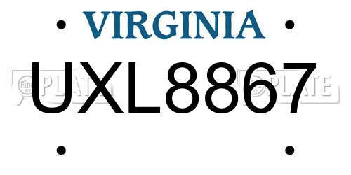 UXL8867 Virginia License Plate