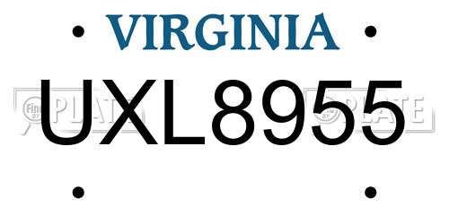 UXL8955 Virginia License Plate