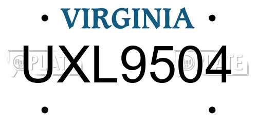 UXL9504 Virginia License Plate