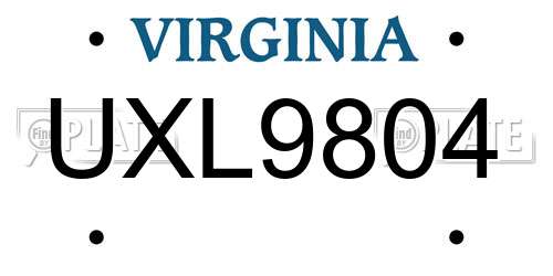UXL9804 Virginia License Plate