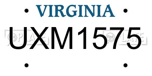 UXM1575 Virginia License Plate