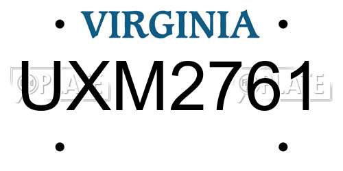 UXM2761 Virginia License Plate