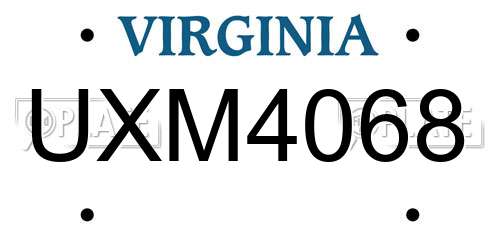 UXM4068 Virginia License Plate