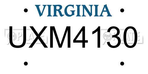 UXM4130 Virginia License Plate