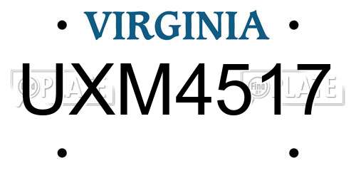 UXM4517 Virginia License Plate