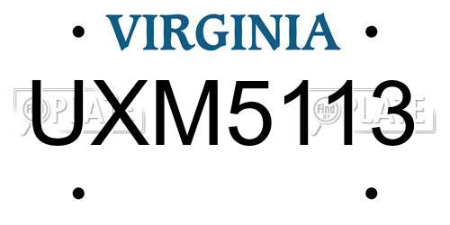 UXM5113 Virginia License Plate
