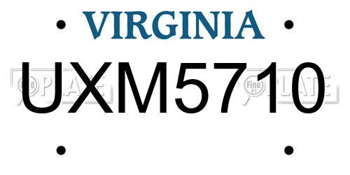 UXM5710 Virginia License Plate