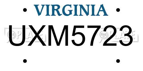 UXM5723 Virginia License Plate