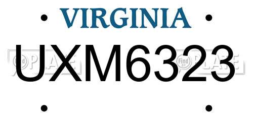 UXM6323 Virginia License Plate