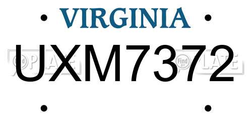 UXM7372 Virginia License Plate