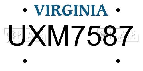UXM7587 Virginia License Plate