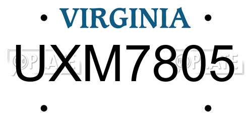 UXM7805 Virginia License Plate