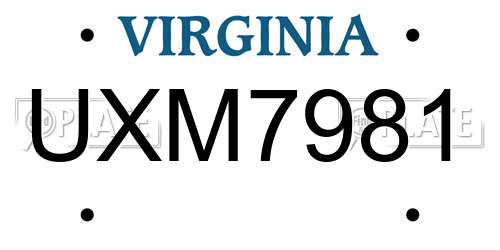 UXM7981 Virginia License Plate