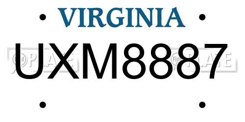 UXM8887 Virginia License Plate