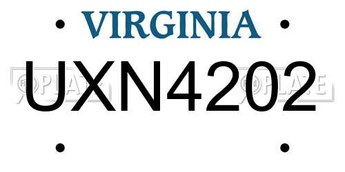 UXN4202 Virginia License Plate