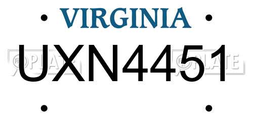 UXN4451 Virginia License Plate