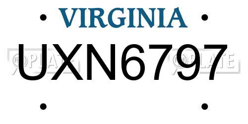 UXN6797 Virginia License Plate