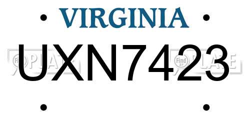 UXN7423 Virginia License Plate