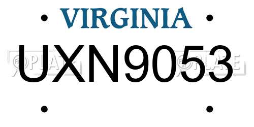 UXN9053 Virginia License Plate