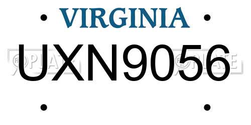 UXN9056 Virginia License Plate