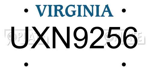 UXN9256 Virginia License Plate