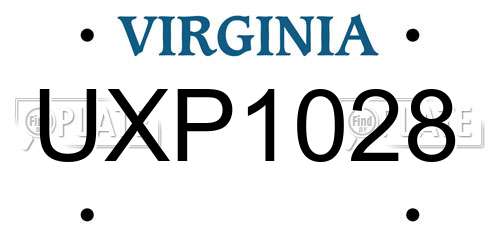 UXP1028 Virginia License Plate