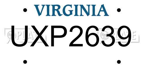 UXP2639 Virginia License Plate