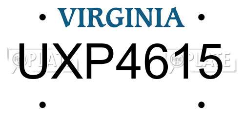 UXP4615 Virginia License Plate