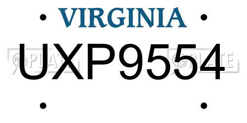 UXP9554 Virginia License Plate