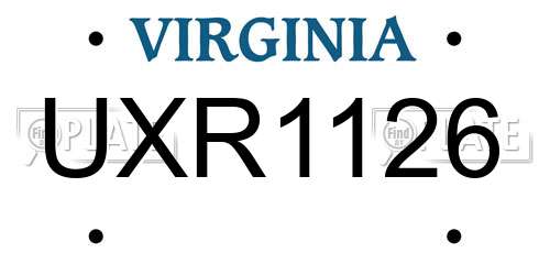 UXR1126 Virginia License Plate