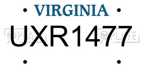 UXR1477 Virginia License Plate