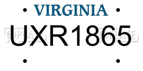 UXR1865 Virginia License Plate