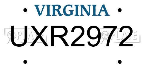 UXR2972 Virginia License Plate