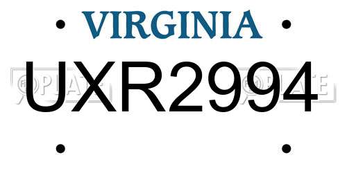 UXR2994 Virginia License Plate