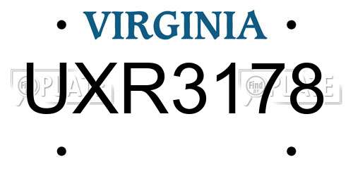 UXR3178 Virginia License Plate