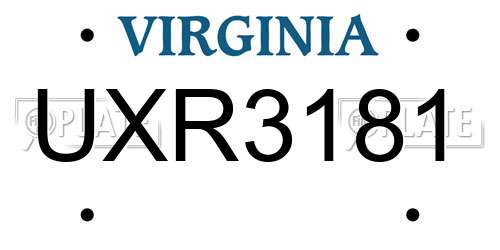 UXR3181 Virginia License Plate
