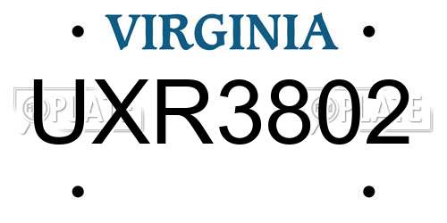 UXR3802 Virginia License Plate