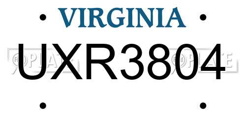 UXR3804 Virginia License Plate
