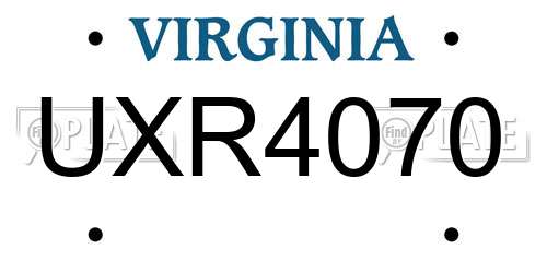 UXR4070 Virginia License Plate