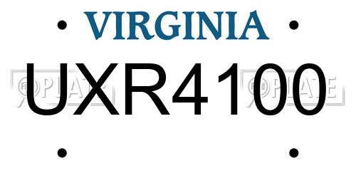 UXR4100 Virginia License Plate