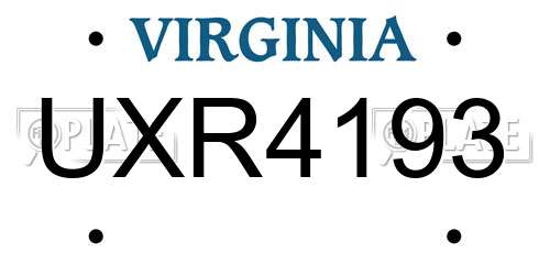 UXR4193 Virginia License Plate